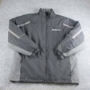 Snap-On Racing Jacket Mens XL Black Nylon Full Zip Bomber Windbreaker Fleece
